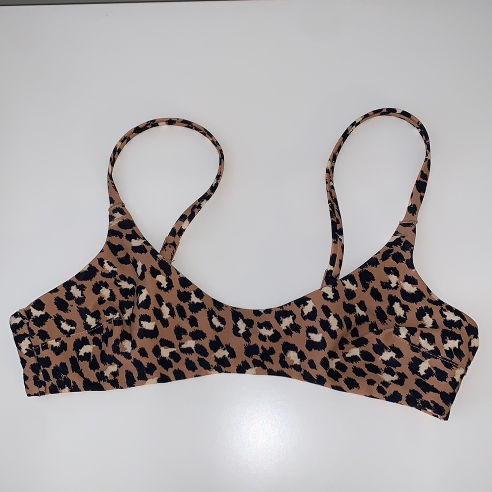 Aerie Leopard Scoop Bikini Top